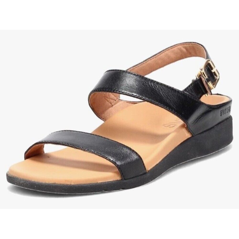 Strive Sandal Womens 9.5-10 Black Leather‎ Arch Support New